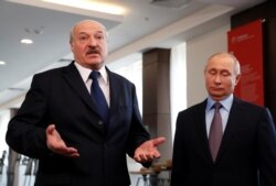 Александр Лукашенко и Владимир Путин после переговоров в Сочи 15 февраля 2019 года.